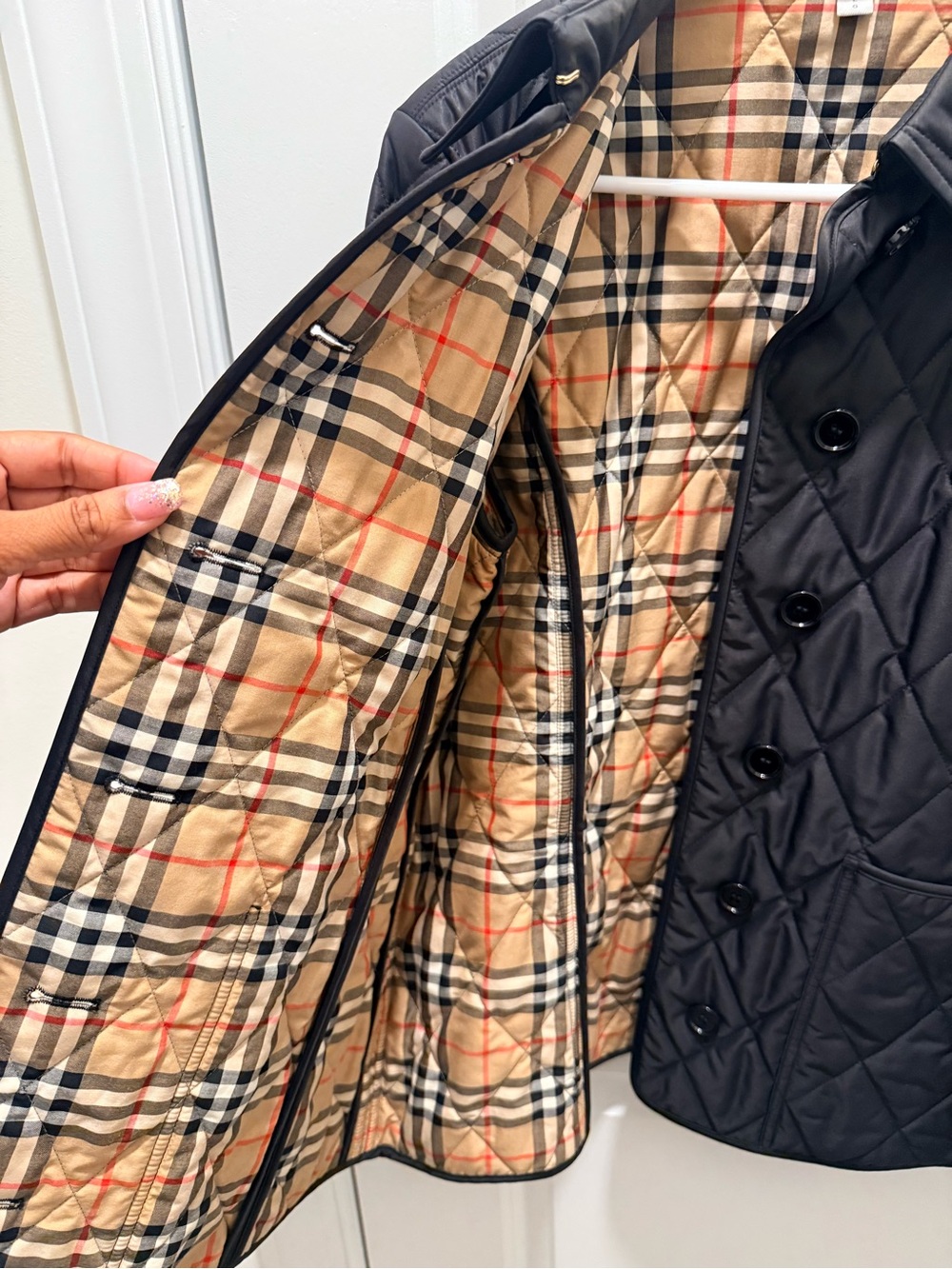 Burberry Black Diamond Quilted Check Lined Jacket Women’s Large - Picture 3 of 12